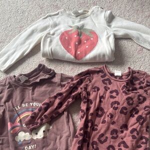 H&M Cream Knit Sweater with Pink Strawberry Graphic